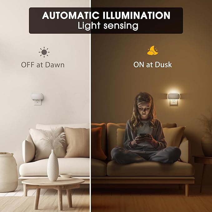 Briignite Night Light, Night Lights Plug into Wall, Backlit, Auto Dusk to Dawn Sensor, 0-100LM Dimmable Night Light, LED Plug in Sleep Nightlight for Kids, Bathroom, Bedroom, Hallway, Stairs, 1 Count