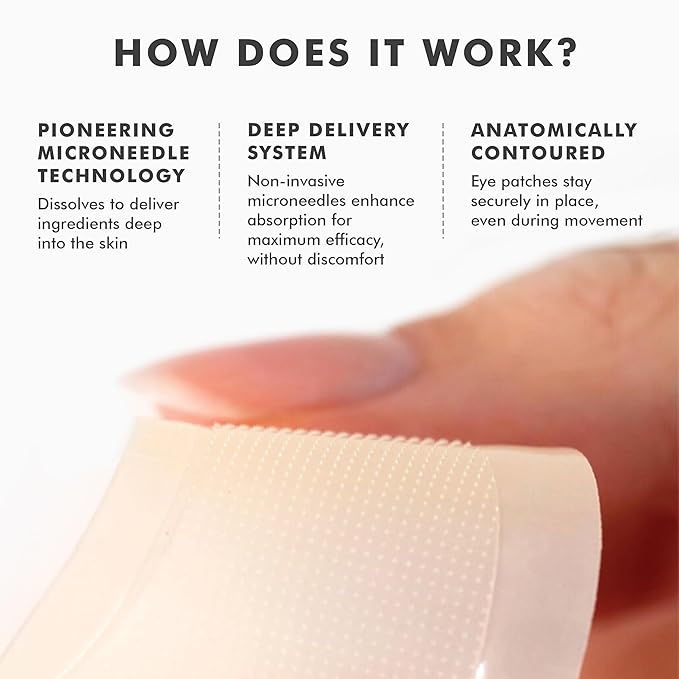 skyn ICELAND Dissolving Microneedle Under Eye Patches with 39% Hyaluronic Acid and Peptides, No Slip Overnight Eye Mask for Fine Lines, Wrinkles and Firming, Vegan, All Skin Types, 5 Pairs