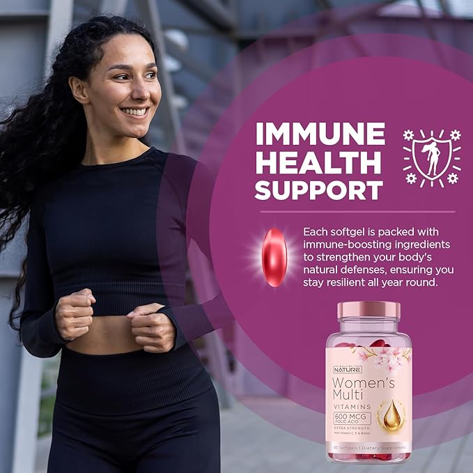 Built by Nature Vitamins for Women – Women's Complete Daily Multivitamin Supplement with A, B, C, D, E, Iron, Calcium, Magnesium and Multi Minerals – Wellness & Immune Health Support - 60 Softgels