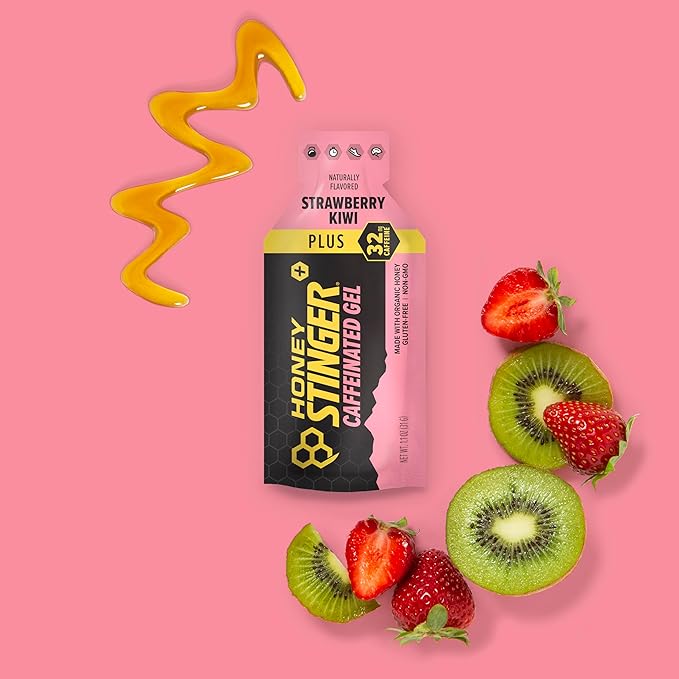 Honey Stinger Organic Strawberry Kiwi Energy Gel, Caffeinated & Gluten Free, for Exercise, Running and Performance, Sports Nutrition for Home & Gym, Pre and Mid Workout, 12 Pack, 13.2 Ounce