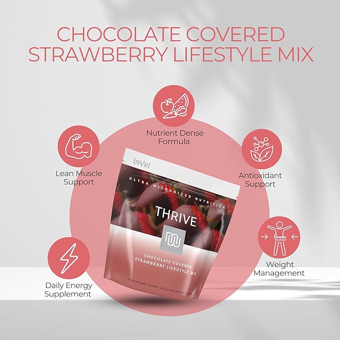 THRIVE Protein Shake | 16 Packets (35g Each) | Gluten-Free, Pea Protein Blend, Probiotics, Fiber & Digestive Enzymes | Supports Lean Muscle (16 Packets (Single Servings), Chocolate Covered Strawberry)