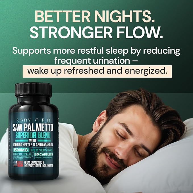 Prostate Superior Saw Palmetto for Men, Stinging Nettle, Ashwagandha, Lycopene, Bladder & Urinary Relief, Prostate Supplement, 60 Capsules 30-Day Supply