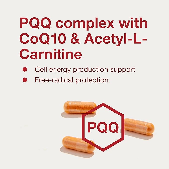 PROTOCOL FOR LIFE BALANCE PQQ Complex - Mitochondrial Health - with CoQ10 & L Carnitine - B Vitamin - Supplement for Energy - 30 Veg Caps