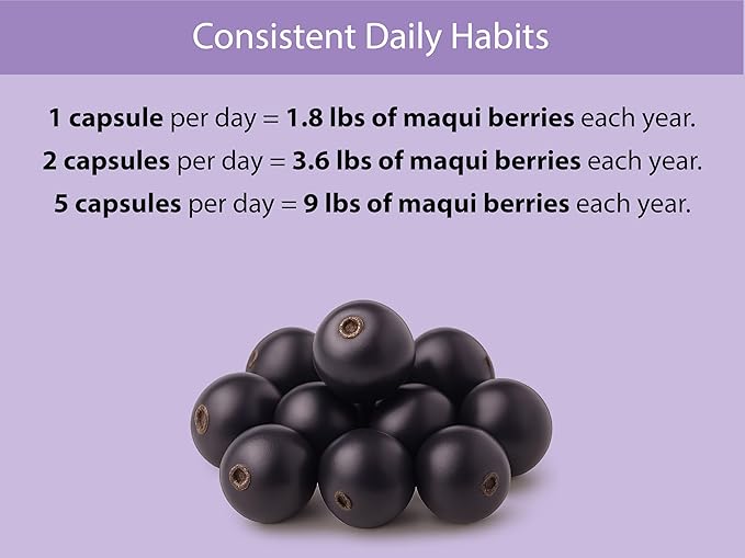 KOYAH Organic Maqui Berry Capsules - Freeze-Dried, Whole-Berry, 600 mg, Vegan, Gluten-Free, Non-GMO. Eye Health Support. Antioxidant Support. 60 Capsules