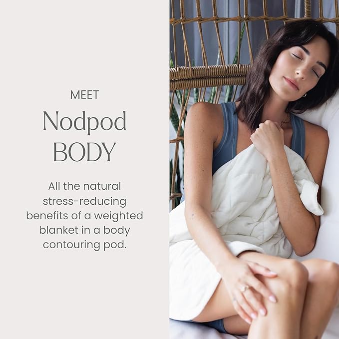 Nodpod Weighted Blanket & Sleep Mask Bundle – Ultra-Soft Body Blanket with Glass Beads + Light-Blocking Eye Mask – Relaxation, Comfort, Travel & Better Sleep - Bone
