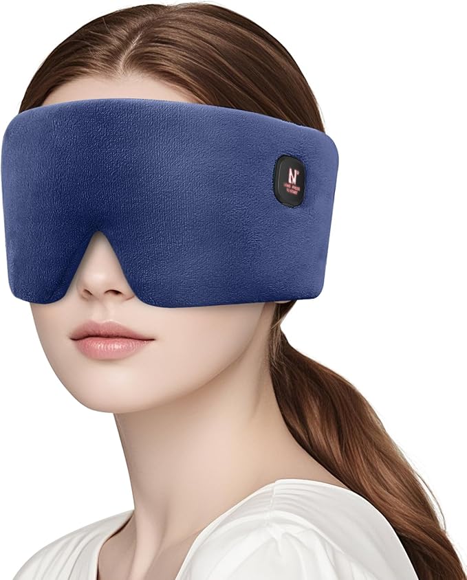 Heated Eye Mask, Cordless Warm Eye Compress for Dry Eyes MGD Stye Blephartitis, 2500mAh Electric Eye Heating Pad for Travel, Gifts for Men Women (Navy Blue)