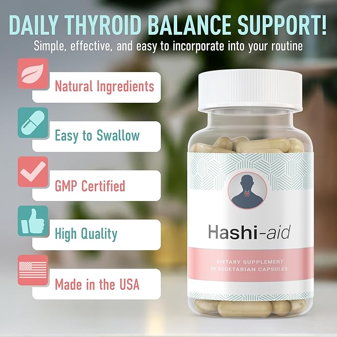 IBDassistโข Hashi Aid Thyroid Support for Women & Men - Thyroid Supplement for Hashimoto's Disease & Hypothyroidism* - with Ashwagandha, Selenium, Zinc, Essential Vitamins & More - 30 Capsules (2 Pack)