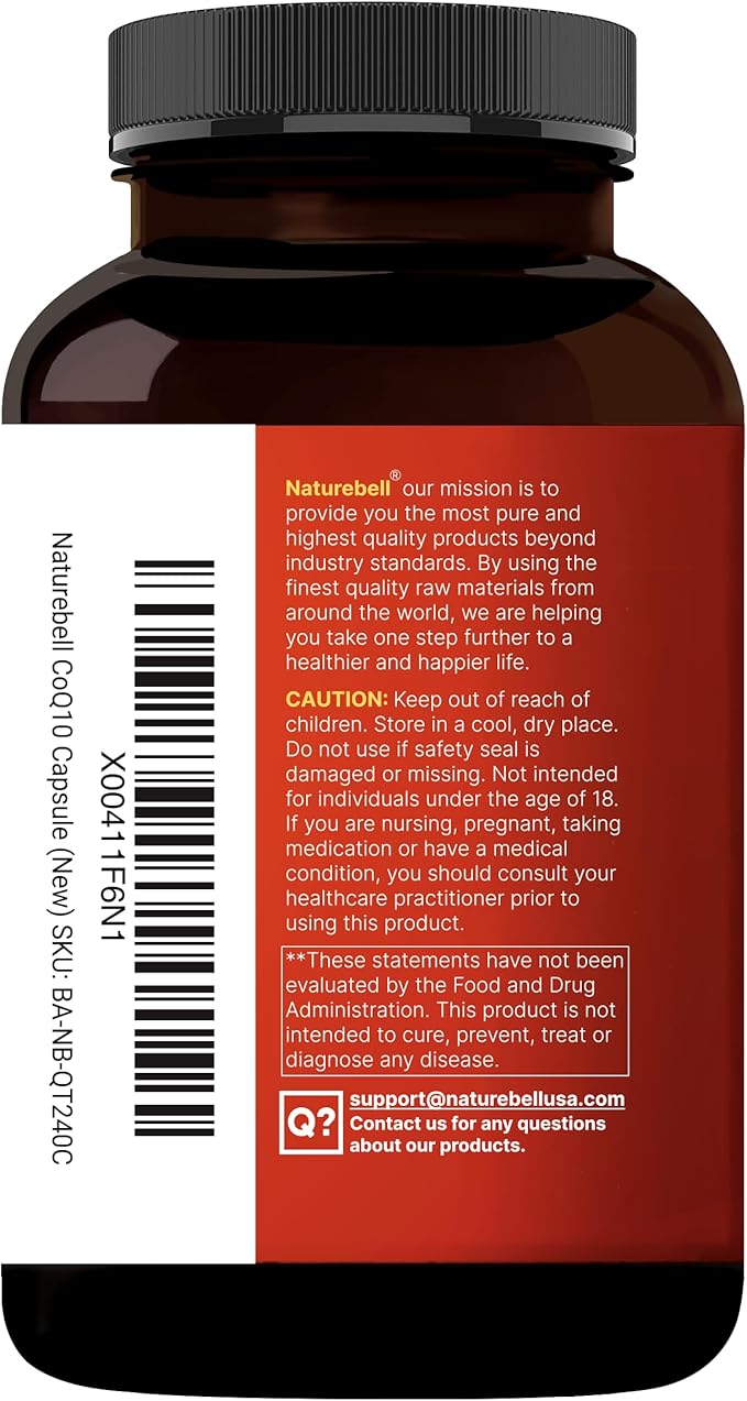 NatureBell CoQ10 300mg with Omega 3, 240 Capsules - 120 Day Supply | Stable High Absorption Form – Antioxidant Support for Heart & Energy Health – Extra Strength Coenzyme Q10 Supplement