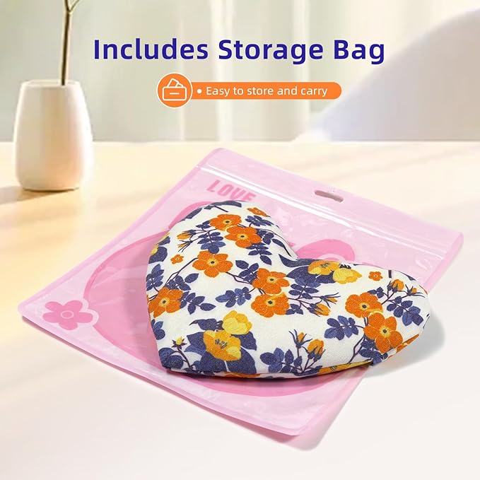 Heart Weighted Eye Mask, Heated Eye Masks for Dry Eyes, Warm Compress for Eyes, Multipurpose for Cramps, Joints, Neck, Moist Heat Compress for Soothing Muscle Pressure and Relaxation