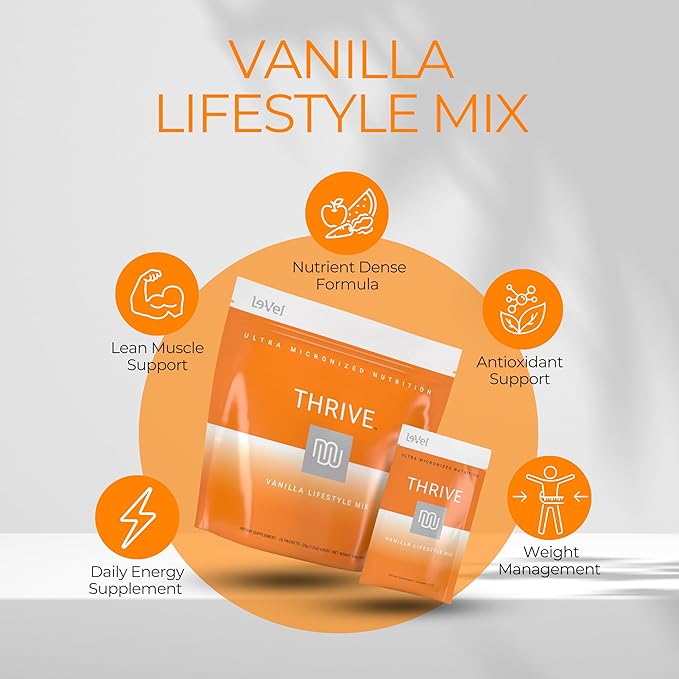Thrive Protein Shake | 16 Packets (35g Each) | Gluten-Free, Pea Protein, Probiotics, Fiber & Digestive Enzymes | Supports Lean Muscle (16 Packets (Single Servings), Vanilla)