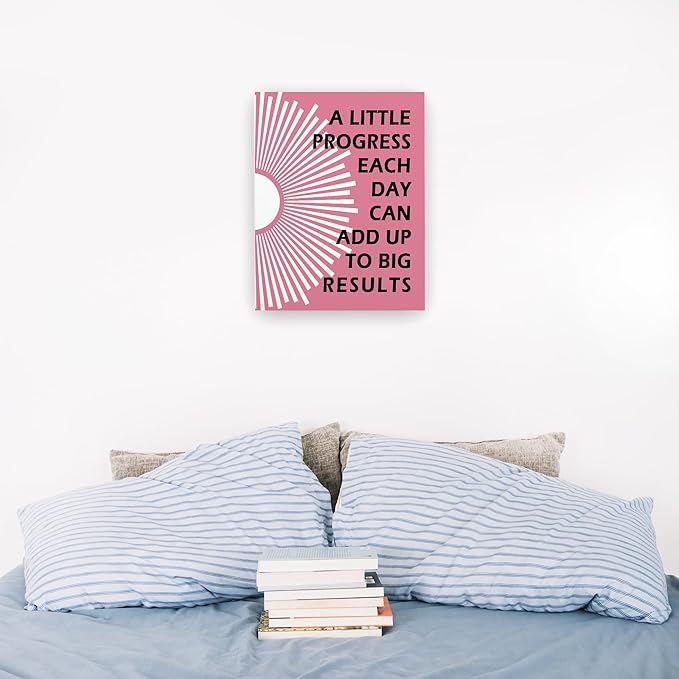Pugwak Positive Affirmations Wall Decor Canvas Prints - Motivational Framed Canvas Sun Inspirational Raspberry Wall Art Painting Artwork for Therapy Office Nursery Bedroom Decor Prints 11×14 Inch