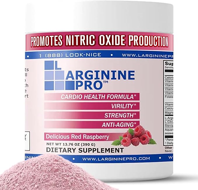 L-ARGININE PRO | 5,500mg L-Arginine Plus L-Citrulline 1,100mg Raspberry Powder Drink Mix Supplement for Increased Nitric Oxide Production