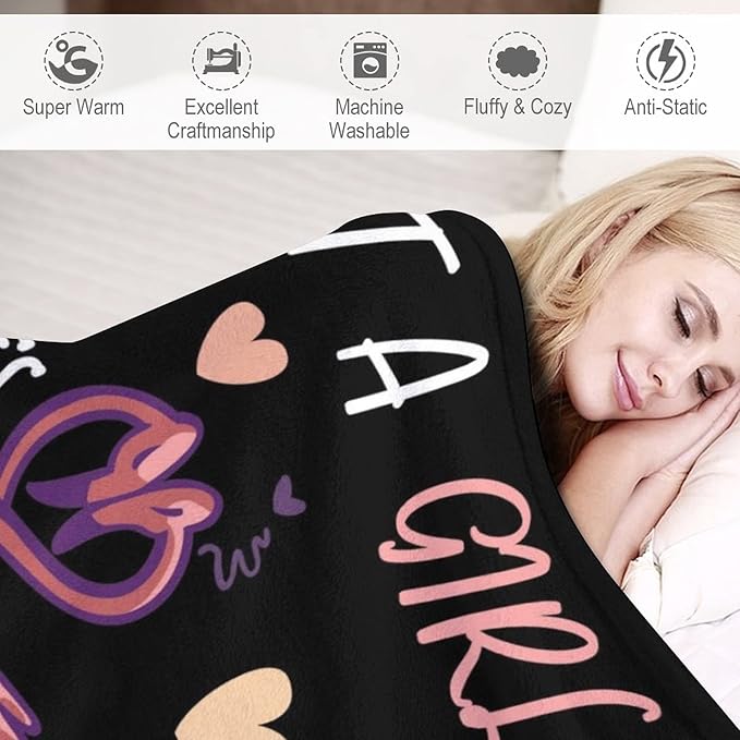 Flamingo Throw Blanket Gifts - 50 x 60 Inches Funny Throws - Black Soft Fuzzy Plush Blankets for Office