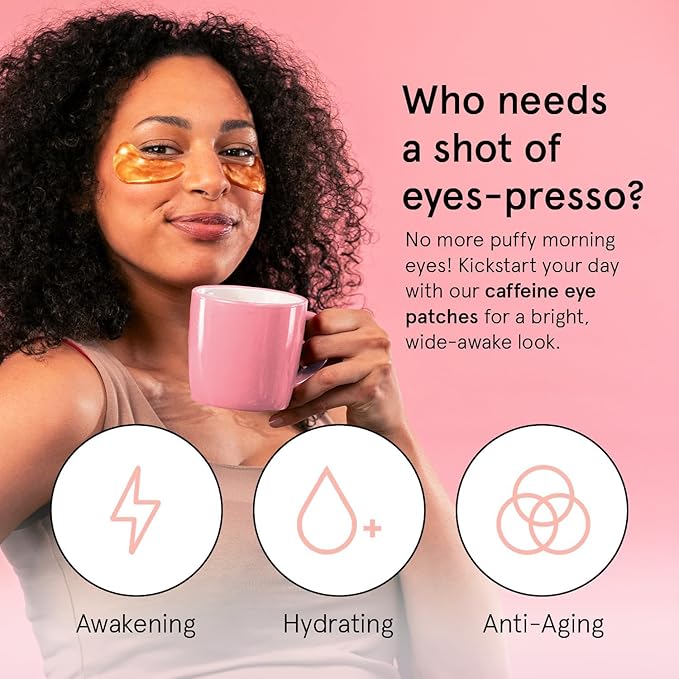 grace & stella Caffeine Under Eye Patches - Awakening Eye Patches for Puffy Eyes and Dark Circles - Under Eye Mask Patches with Niacinamide & Hyaluronic Acid - Vegan, Cruelty-Free (Bronze, 24 Pairs)