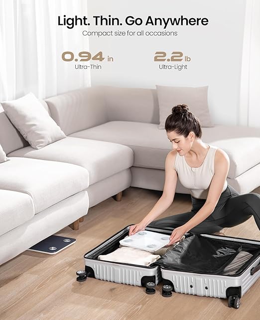 Scale for Body Weight, Digital Smart Bathroom Weight Scale BMI Weighing Bluetooth Body Fat Scale, 20 Body Composition Analyzer with App, 10.2", 400 lbs, White