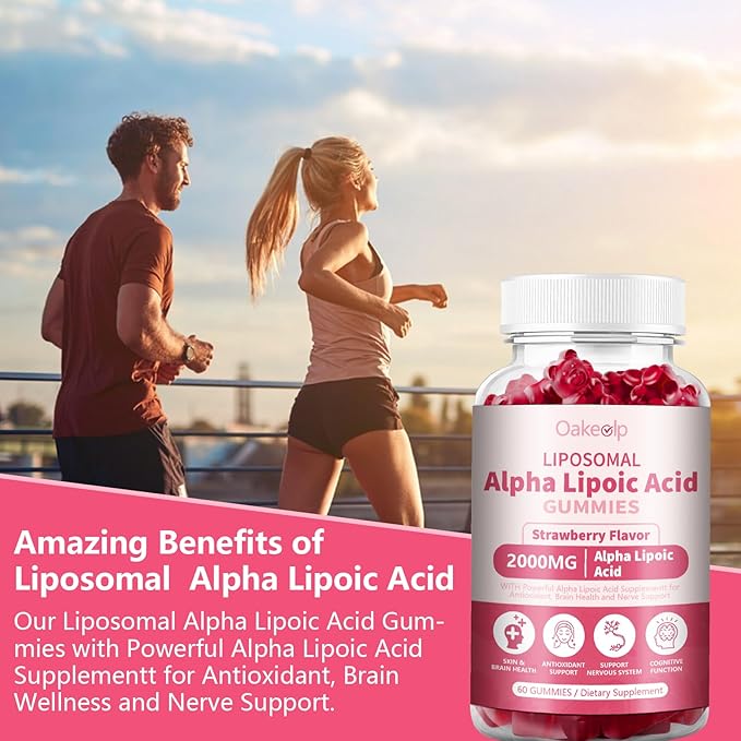 Liposomal Alpha Lipoic Acid Gummies 2000mg Gummies,High Potency ALA Complex Biotin & Benfotiamine for Antioxidant, Brain Health and Nerve* Support,Liposomal Enhance 98% Absorption