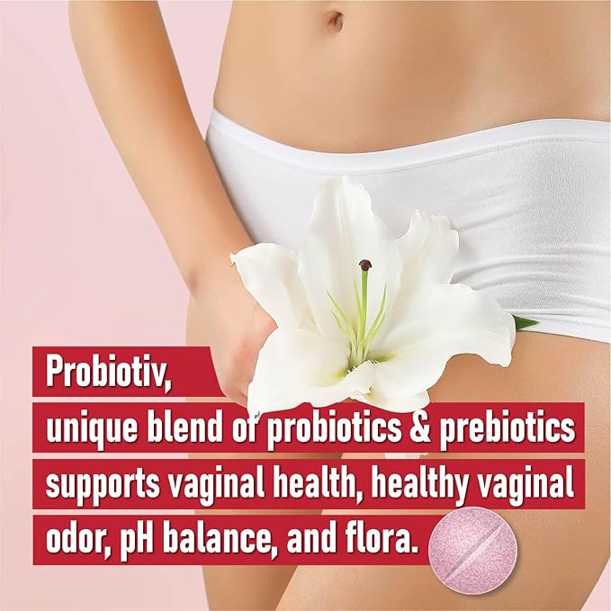 Chewable Vaginal Probiotics for Women 10 Billion CFU + Organic Prebiotics — Supports Vaginal Health, Maintains Vaginal pH Balance & Promotes Feminine Freshness, Strawberry-Flavored Tablets