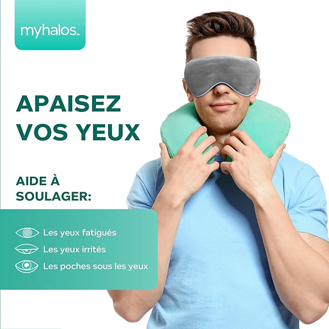 MyHalos® Eye Mask for Dry Eyes - Steam Warm Compress for Eyes - Remove Styes, Chalazion Therapy Warming and Heating Pad Hot Compress - Moist Heat Mask for Blepharitis & MGD