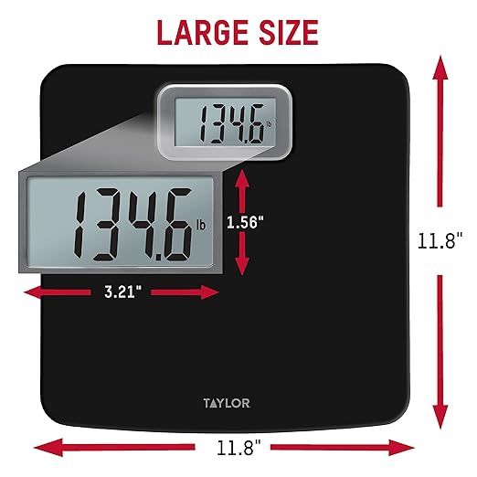 Taylor Digital Bath Scale with Antimicrobial Surface Protection, Bathroom Scale for Body Weight, 400 lbs. Black