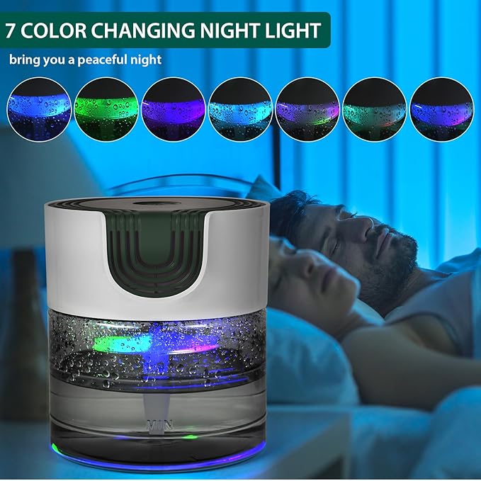 Water Air Purifiers for Home, Quiet Variable Speed Water Based Air Purifier with 7 Color Night Light, Air Washer Humidifier for Home, Bedroom, Office, Pet Odors