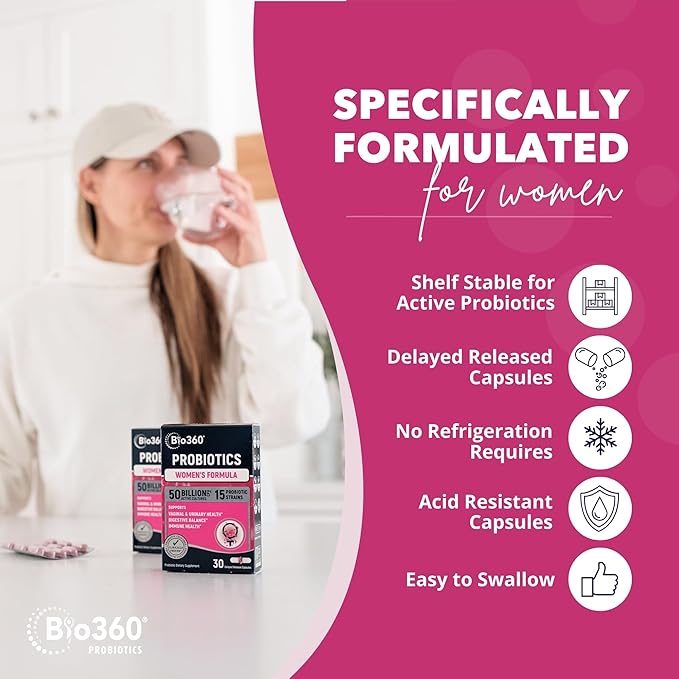 Probiotics for Women Vaginigal Health - Supports pH Balance, Vaginal, Urinary, & Digestive Health - 50 Billion CFU & 15 Unique Strains for Healthy Vaginal Odor & Vaginal Flora - Shelf Stable
