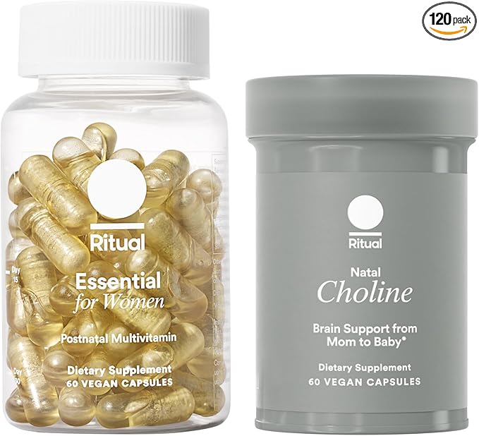 Ritual Postnatal Mom-to-Baby Set, Postpartum Multivitamin and Natal Choline Supplements, Supports Lactation, Immune Function, and Baby's Cognitive Function