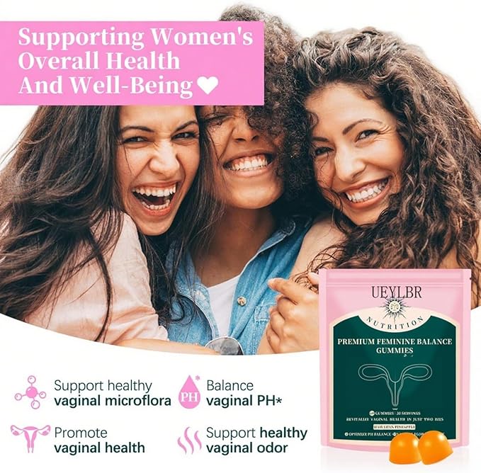 Vital Source Feminine Balance Gummies for Women, Hawaiian Pineapple Flavor, pH Balance Support, Gluten-Free Vegan Probiotic, 60 Count