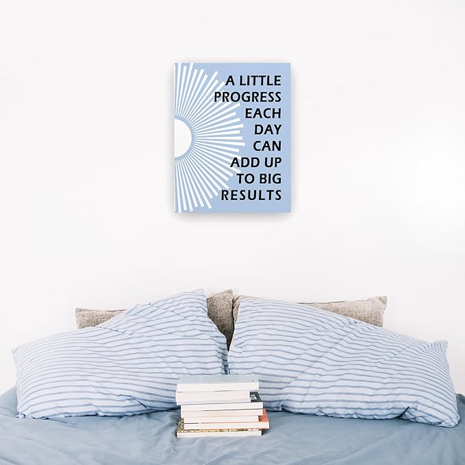 Pugwak Positive Affirmations Wall Decor Canvas Prints - Motivational Framed Canvas Sun Inspirational Blue Wall Art Painting Artwork for Therapy Office Nursery Bedroom Decor Prints 11×14 Inch