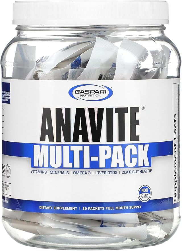 Gaspari Nutrition Anavite, Full Spectrum Multi-Vitamin Packs, Anavite Multivitamins, CLA, Omega 3s, Proven Gut, and Proven Liver Detox, All in 1 (30 Servings, 5 in 1 Multivitamin Pack)