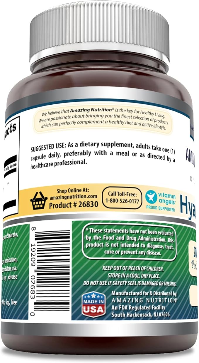 Amazing Formulas Hyaluronic Acid 200 Mg Per Serving Capsules Supplement | Non-GMO | Gluten Free | Made in USA (120 Count | 3 Pack)