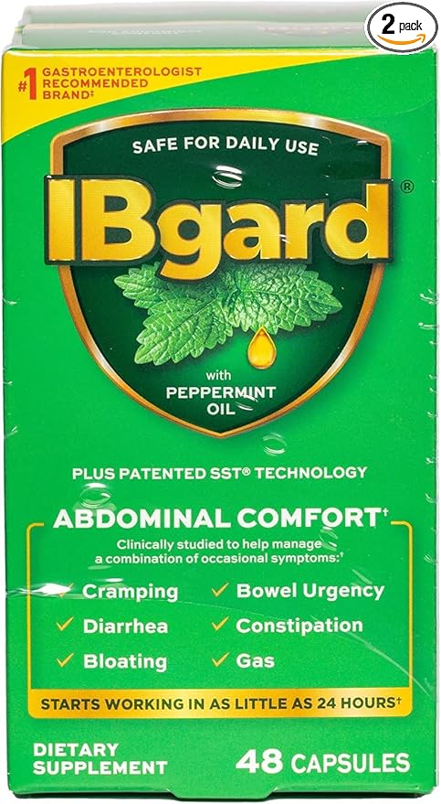 IBgard Gut Health Supplement, Peppermint Oil Capsules for Abdominal Comfort, 96 Capsules