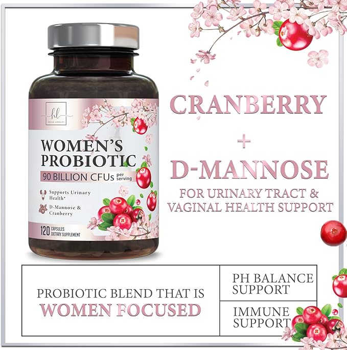 Probiotics for Women Supplement with Cranberry - 16 Premium Strains for PH Balance, Digestive Health, Vaginal & Immune Support, 90 Billion CFU, Women's Probiotic, UT, & Feminine Health - 120 Capsules