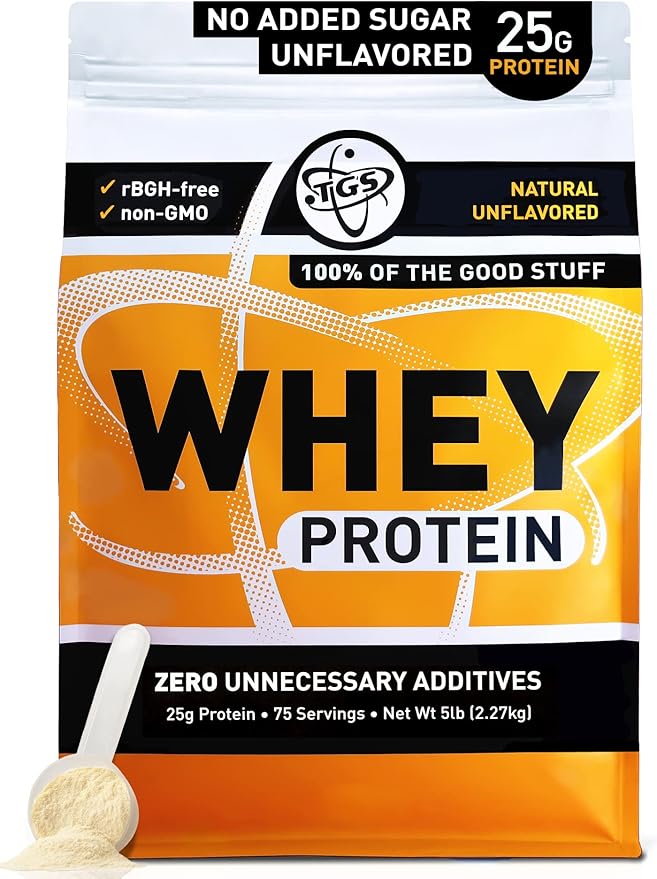 100% Whey Protein Powder Unflavored, Unsweetened for Men & Women - Clean, No Artificial Ingredients - 5lb Bulk, Soy Gluten Free, Keto, Low Carb - Post Workout Muscle Growth Recovery