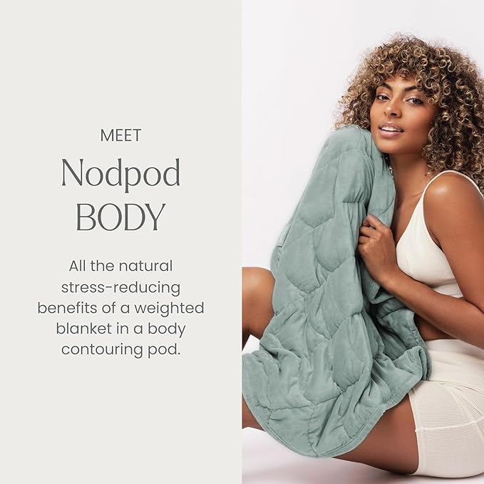 Nodpod Weighted Blanket & Sleep Mask Bundle – Ultra-Soft Body Blanket with Glass Beads + Light-Blocking Eye Mask – Relaxation, Comfort, Travel & Better Sleep - Sage
