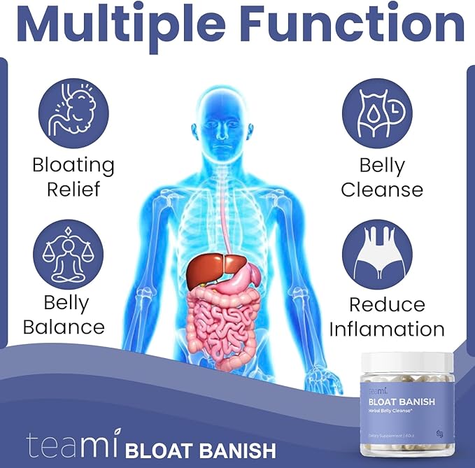 Teami Bloat Banish Fast Gas and Bloating Relief for Women - Debloat Pills to Support Digestion, Ensuring Regularity & Constipation Relief - Natural Herbal Belly Cleanse with Digestive Enzymes