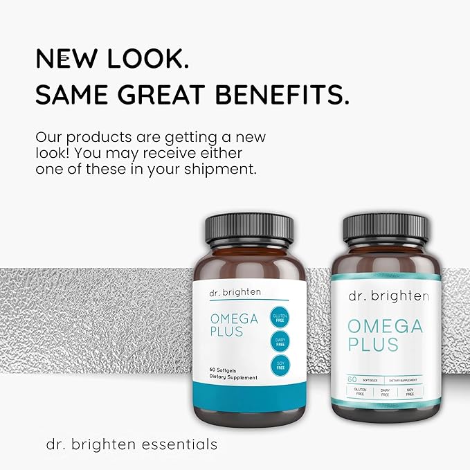 Dr. Brighten Omega Plus — 1600 mg of EPA/DHA Non-GMO Fish Oil Supplement for Heart, Brain, and Immune System — 60 Softgels
