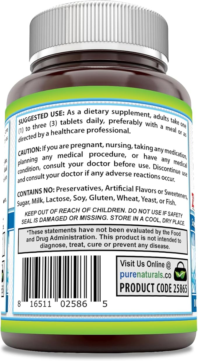 Pure Naturals Calcium Magnesium Zinc Vitamin D3 Supplement | Calcium 1000mg, Magnesium 400mg, Zinc 25mg, Vitamin D3 600 IU | Non-GMO | Gluten Free (150 Tablets)