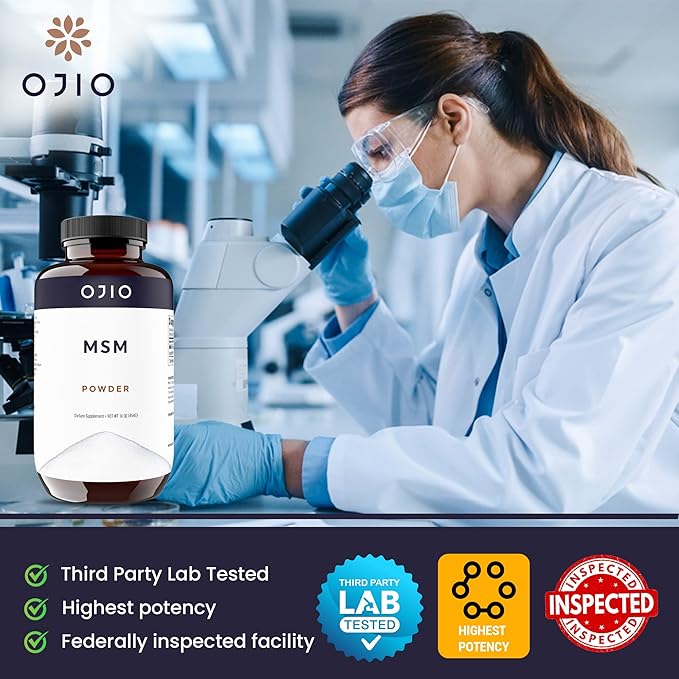 Pure OptiMSM MSM Powder - MSM Supplement - Joint, Skin, Hair, Nails - Kosher, Vegan, Gluten Free, Non-GMO, No Pesticides or Herbicides - 16 oz (Pack of 1)