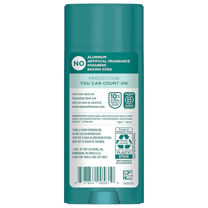 Tom’s of Maine North Woods Aluminum Free Natural Deodorant For Women & Men | Goes on Clear | Odor & Wetness Protection | Naturally Derived and Moisture-Locking Ingredients | 3.25 oz (2 Pack)