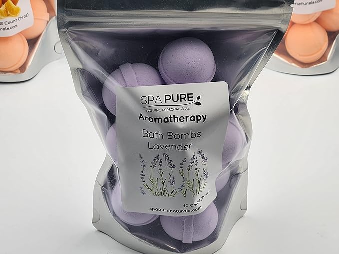 Essential Oil Bath Bombs - USA Made with Coconut Milk & Shea Butter - for a Luxurious at Home Spa Bath (12 Count) Pack of 1 (Lavender)