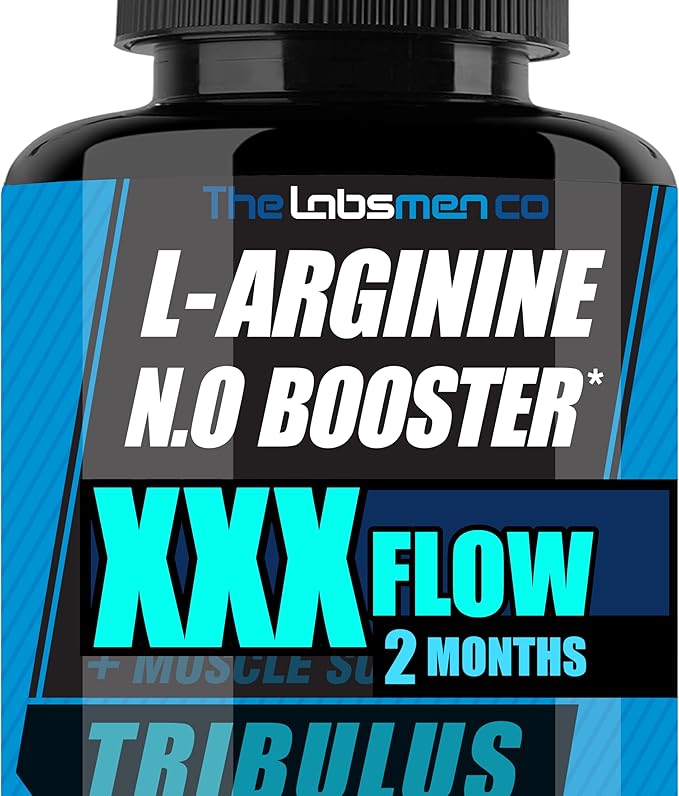 L Arginine Nitric Oxide Supplements for Men - Happy Wife, Happy Nights Help Increase Blood Flow Circulation, Muscle Pump Pre Workout, Male Endurance w/Tribulus - 2 Mons