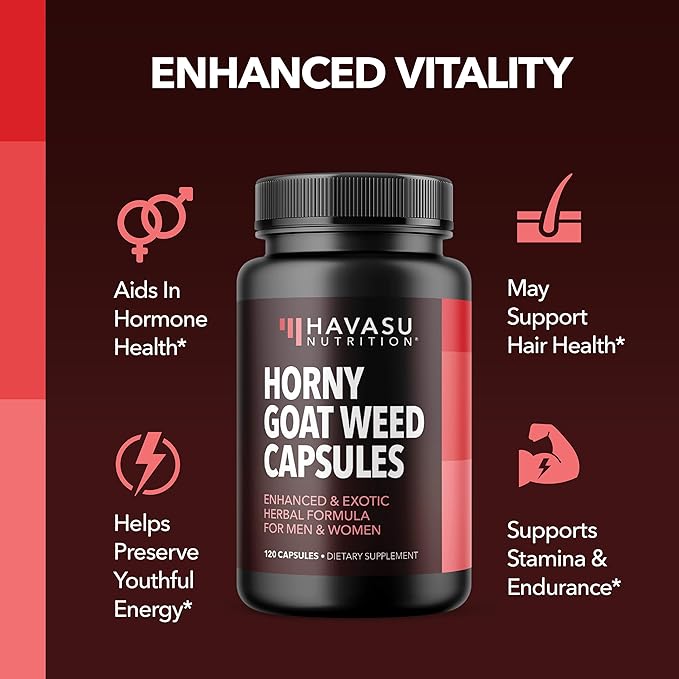 Horny Goat Weed Capsules for Men & Women - Extra Strength Performance & Energy Support with Tongkat Ali, Muira Puama, and Saw Palmetto - 2 Month Supply Herbal Supplement for Increased Endurance