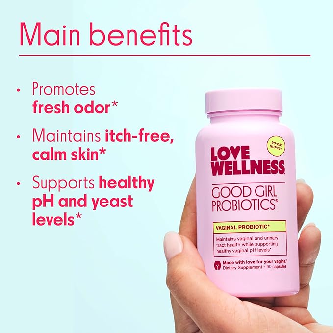 Love Wellness Good Girl Probiotics | Women’s Vaginal Health & pH Balance Supplement | 9-Strain Probiotic for Urinary Tract, Yeast, Odor & Immune Support | Gluten-Free | 90 CT, 90-Day Supply