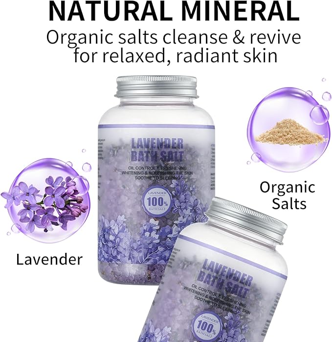 Bath Salts for Soaking Bathing,Spa Luxetique Epsom Salts Gifts Set for Women,Lavender Bath Salts(17.6oz)