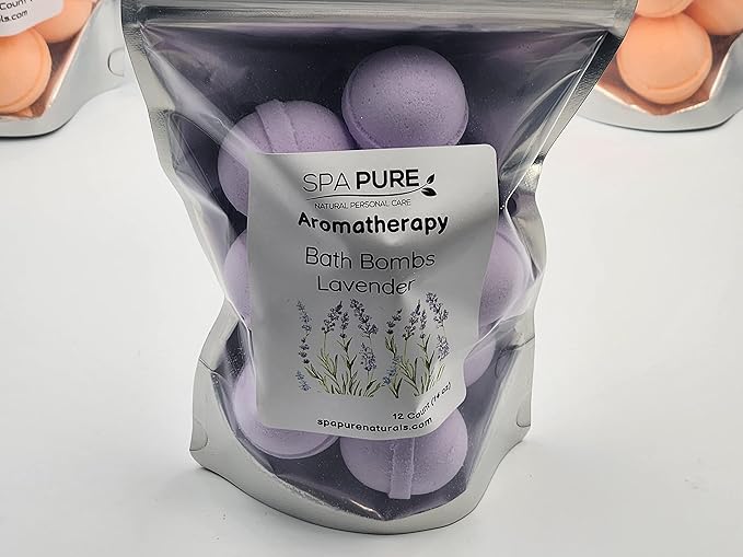 Essential Oil Bath Bombs - USA Made with Coconut Milk & Shea Butter - for a Luxurious at Home Spa Bath (12 Count) Pack of 1 (Lavender)