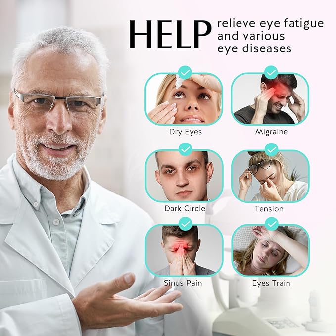 YFONG Cordless Heated Eye Mask for Dry Eyes, Warm Eye Compress for Stye, Blepharitis, Chalazion, MGD, Washable Heating Eye Mask for Sleeping, Travel, Office Nap, Perfect Light Blocking (Grey)