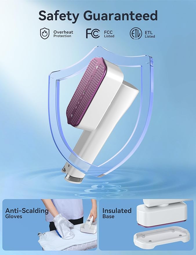 Steamer for Clothes, Sundu Portable 2-in-1 Steamer & Iron, 15s Fast Heat-up, 100ml Water Tank, Ironing Gloves, 20 Min Continuous Steam, Wrinkle Remover for Garment, Travel & Home Use (Cream White)