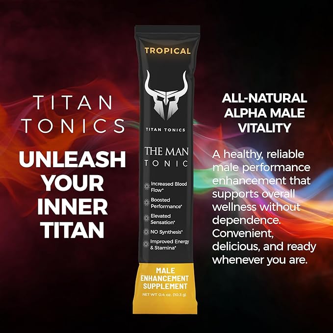Male Enhancing Supplement Powder – Testosterone Supplement for Men with Tongkat Ali, Maca Root, Horny Goat Weed Powder, Beet Root & L-Citrulline – Nitric Oxide Enhancer (12 Stick Packs) - Tropical