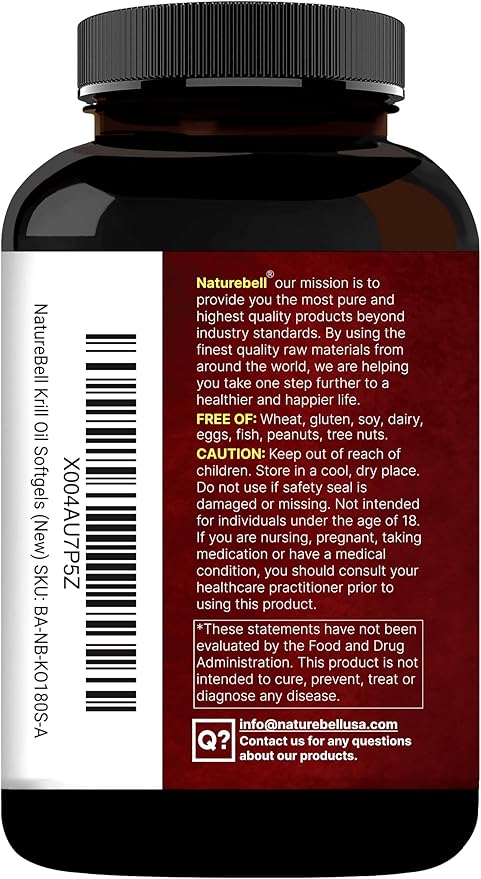 NatureBell Antarctic Krill Oil 1000mg Supplement, 240 Softgels, Natural Source of Omega-3s, EPA, DHA and Astaxanthin - No Aftertaste - Support Heart Health, Mercury Free & Non-GMO