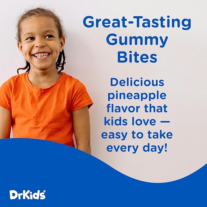 Dr. Kids Children's Immune Support Multivitamin Gummy Bites – Supports Growth and Development with 15 Essential Vitamins and Minerals, Safe & Gentle for Kids Ages 2+, Pineapple Flavor, 30 Count